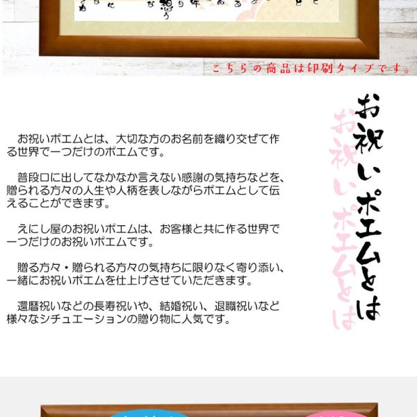 古希 お祝い ポエム 選べる14デザイン A3額縁付 デザイナーによる作成 印刷タイプ 名入れ無料 熨斗 ラッピング無料 古希 古希のお祝い 男性 女性 えにし屋 プレゼント ギフトのギフトモール