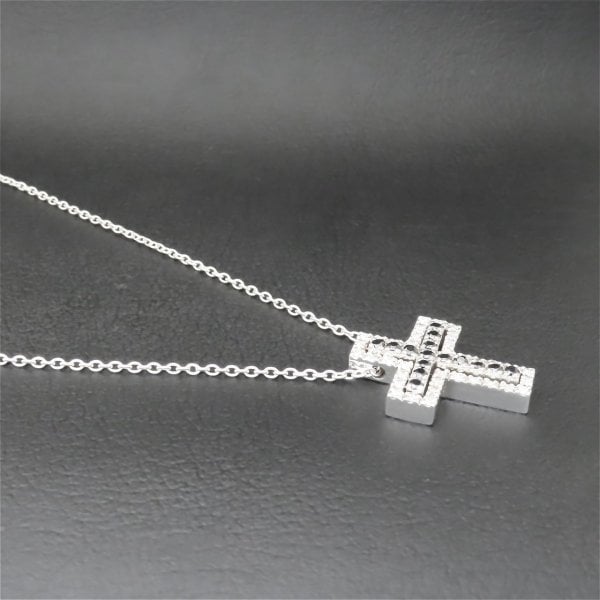 クロスネックレス シルバー925 【刻印無料】 キュービックジルコニア