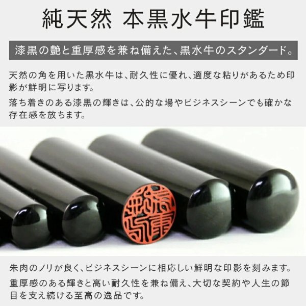 黒水牛 高級もみ皮印鑑ケース付 【 10.5mm〜15.0mm】訂正印 個人印鑑
