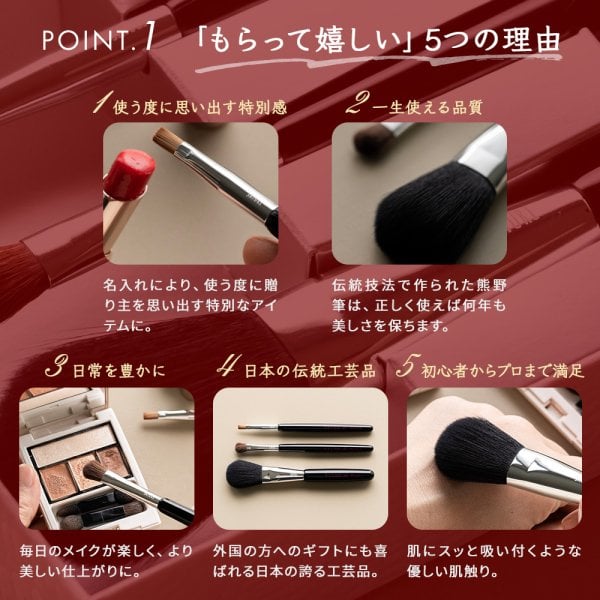 名入れ】熊野筆 メイクブラシ セット 高級 フェイスブラシ リップ