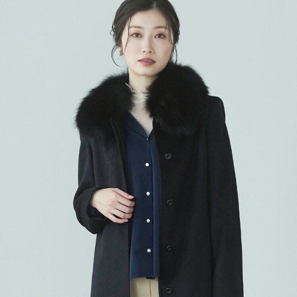 カシミヤ ロング コート レディース フォックス ファー カシミヤ100 カシミヤ ロング コート レディース フォックス ファー カシミヤ100