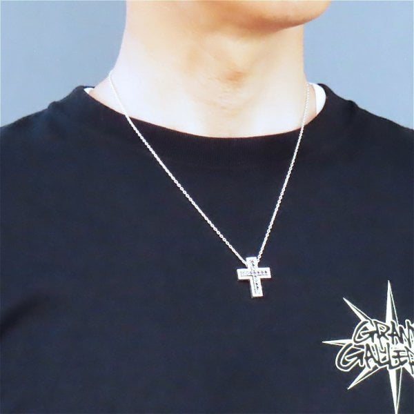 クロスネックレス シルバー925 【刻印無料】 キュービックジルコニア