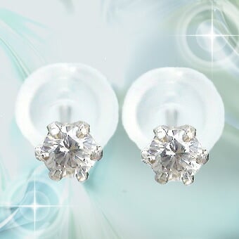 訳アリ】一粒ダイヤモンド ピアス 0.18ct ソリティア プラチナ 