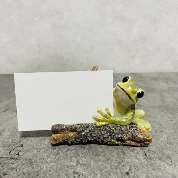 置物 カエル かわいい 名刺立て 蛙 縁起物 風水 woobia ウービア