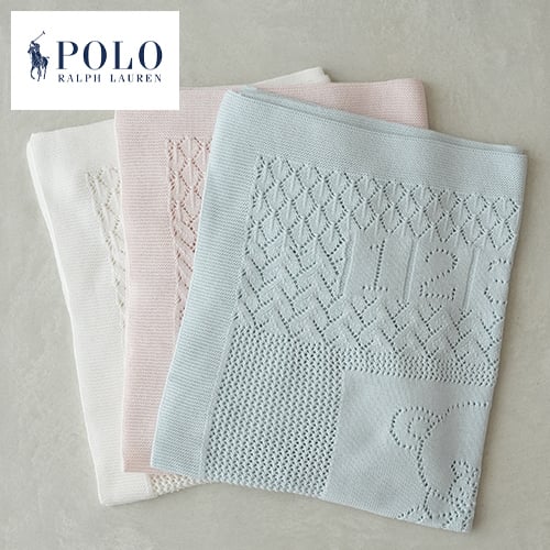【美品】POLO コットン ブランケット POLO RALPH LAUREN(ポロ ラルフローレン) ブランケット おくるみ