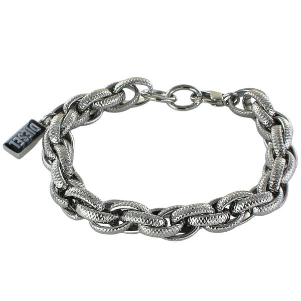 DIESEL ブレスレット ブラック レザー シルバーロゴ ディーゼル DIESEL ブレスレット メンズ レディース ユニセックス