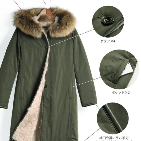 ROLLERGEAR モッズコート M フードボア ファー付き カーキ ROLLERGEAR