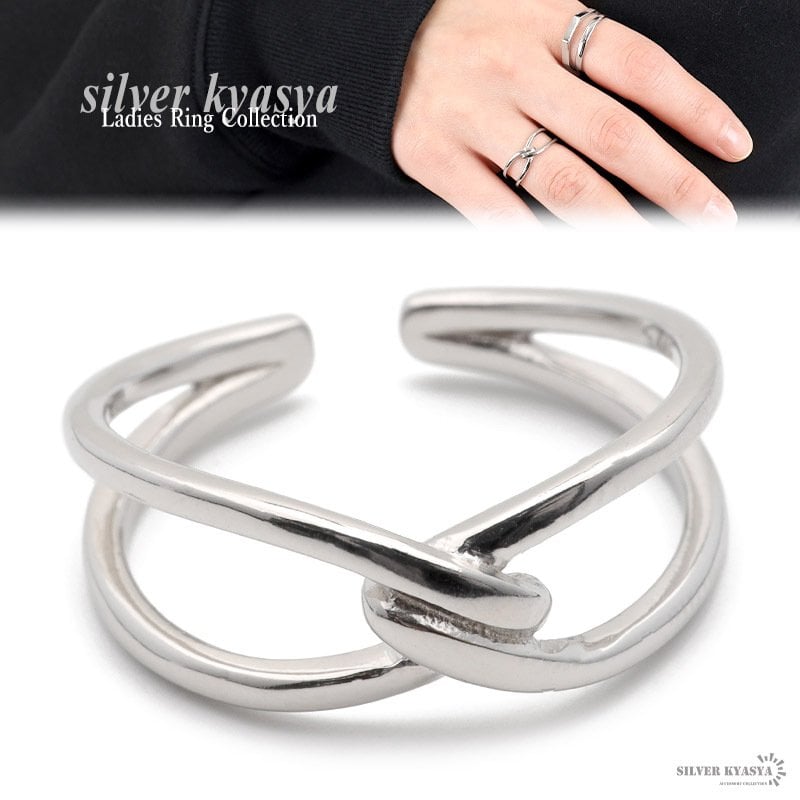 シルバー925 リング 指輪 レディース シルバー クロス 二連風リング