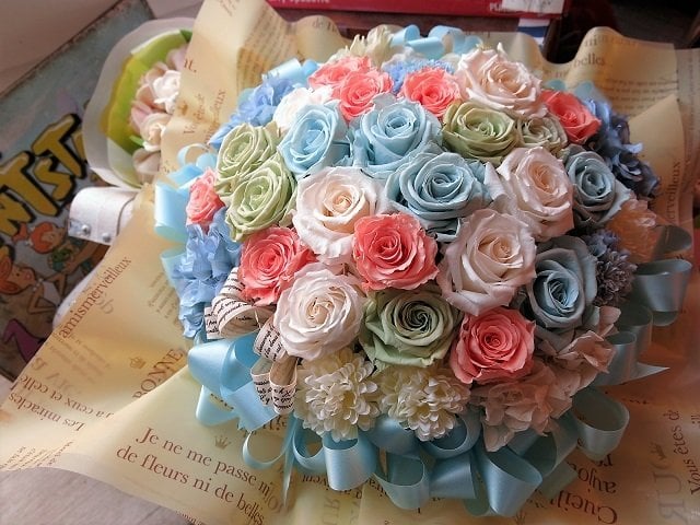 お祝いプレゼント 花束風 フラワーギフト プリザーブドフラワー