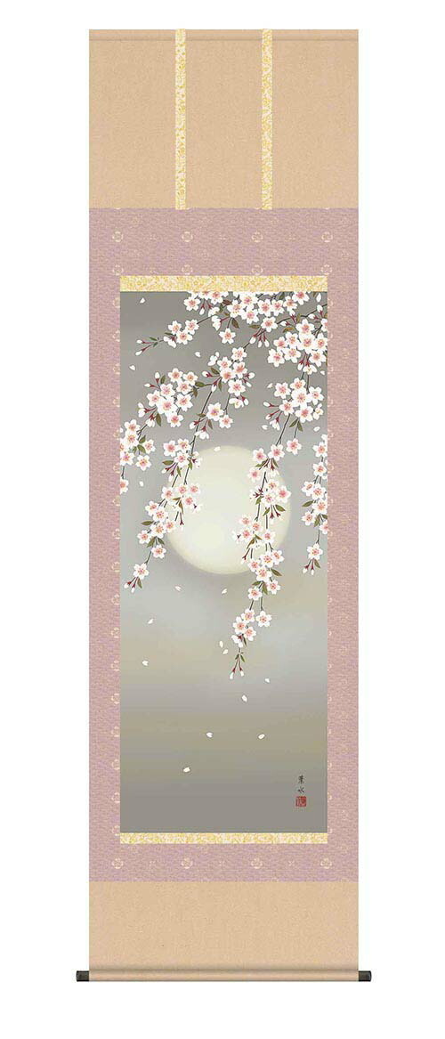 掛軸 夜桜 共箱 春 花 季節 掛軸 夜桜 共箱 春 花 季節 掛軸 春掛
