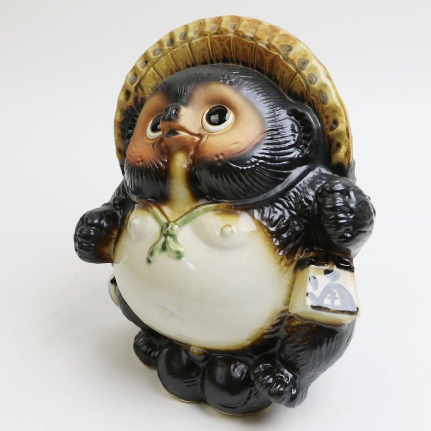 信楽焼 2色から選べる たぬき 置物 陶器 縁起物 6号踊り狸(黒/黄) ta
