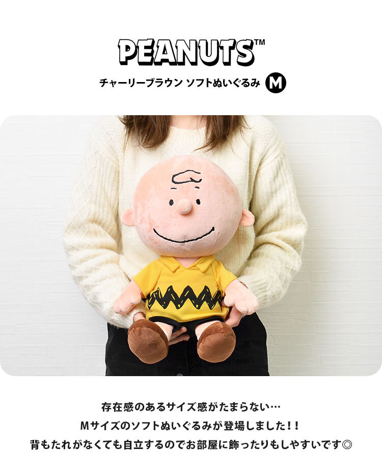 ぬいぐるみ キャラクター かわいい チャーリーブラウン Mサイズ CB