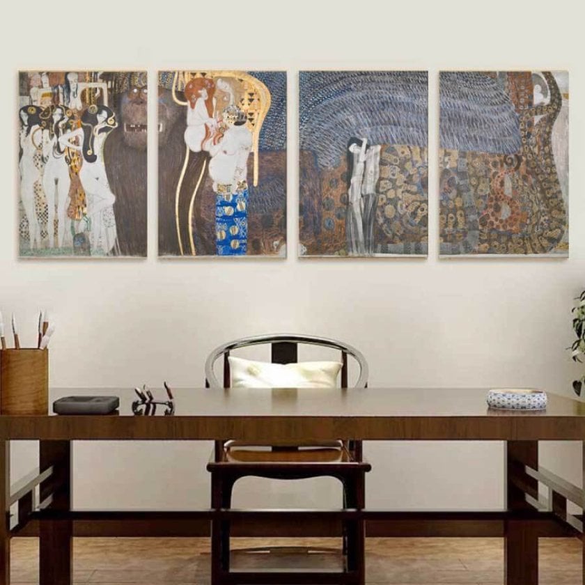 絵画 4枚セット グスタフ クリムト ベートーヴェン・フリーズ 名画 絵画 4枚セット グスタフ クリムト ベートーヴェン・フリーズ 名画