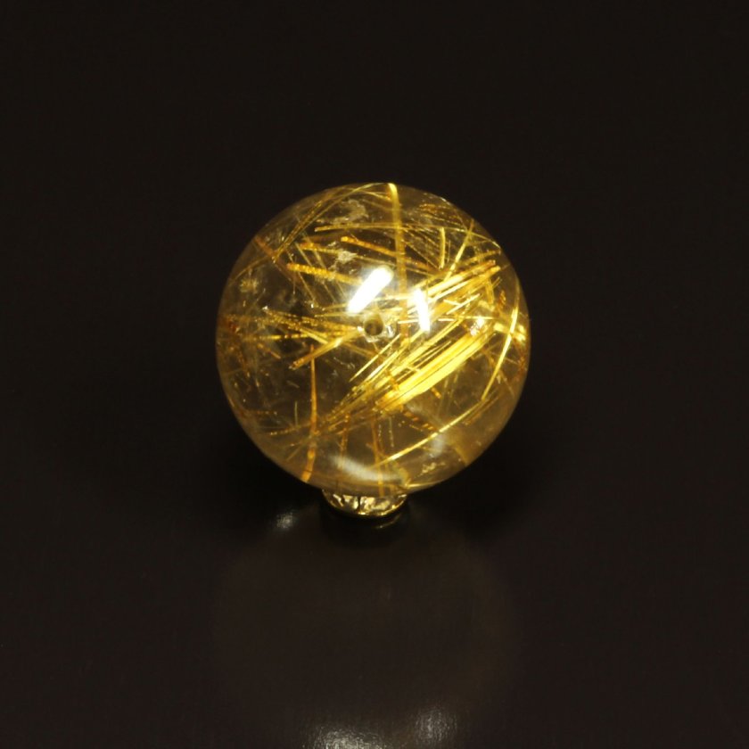 一点物 【豪快な太金針】ゴールドタイチンルチル 10ミリ 1粒売り お守り石 金運のお守り】 高級感あふれる天然石［透明感抜群］18mm 一点物 1粒