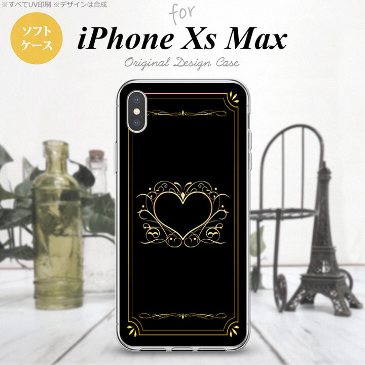 iPhoneXsMax iPhone XS Max スマホケース ソフトケース ハート 飾り 黒