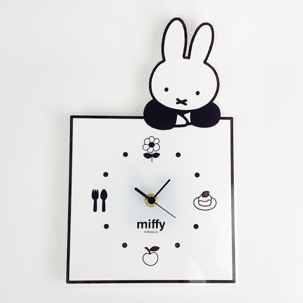ミッフィー グッズ MIFFY インテリアクロック のっかり BK モノクロ
