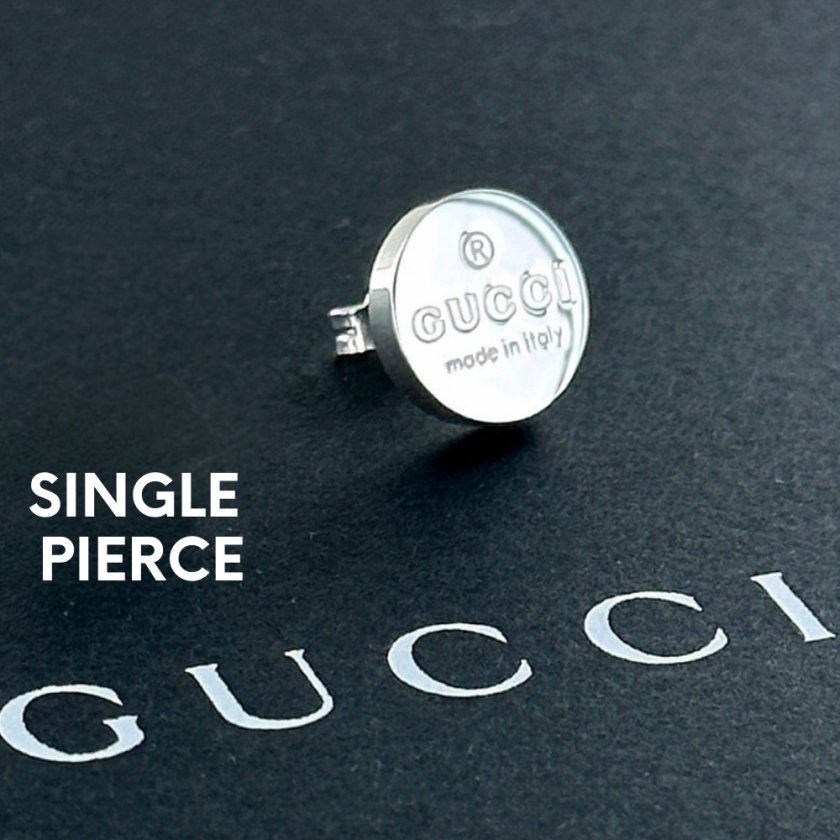 片耳ピアス GUCCI グッチ ピアス 片耳 丸型 スタッドピアス メンズ