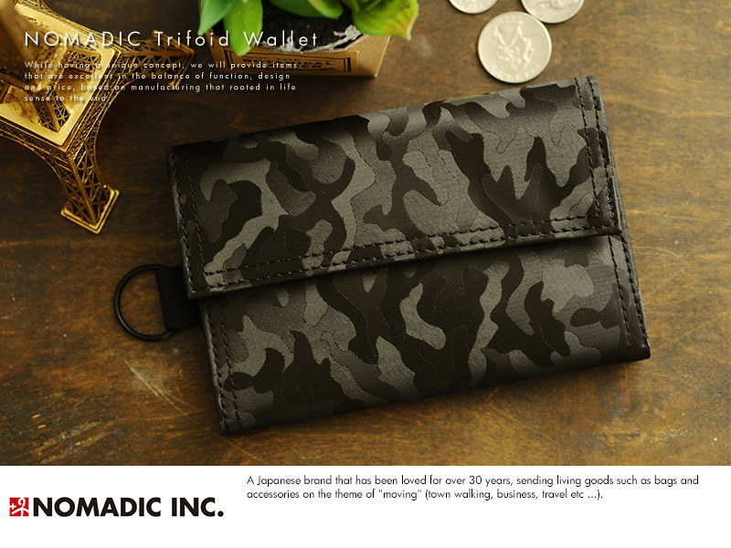 NOMADIC Trifoid Wallet 迷彩三つ折り財布 ブラック - 【Lifeit