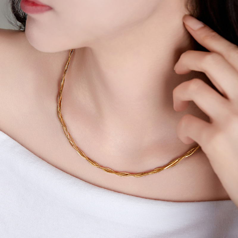 ネックレス ラフツイスト ロープチェーン ネックレス 韓国アクセサリー