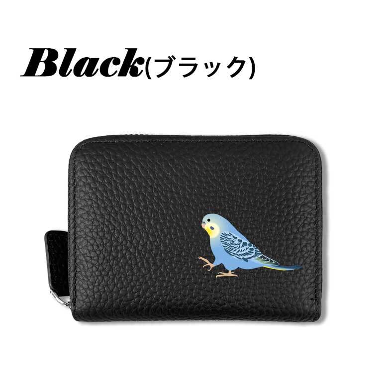 セキセイインコ 本革 コンパクト財布 じゃばらカードケース ボックス型