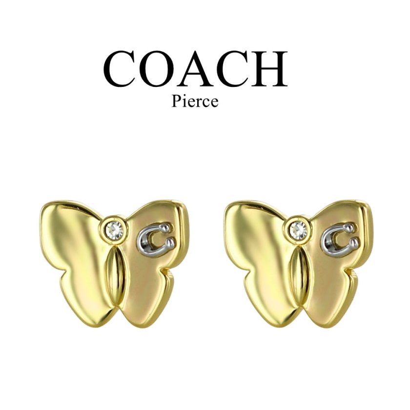 COACH コーチ ピアス レディース バタフライ 蝶 Cロゴ ゴールド 小ぶり