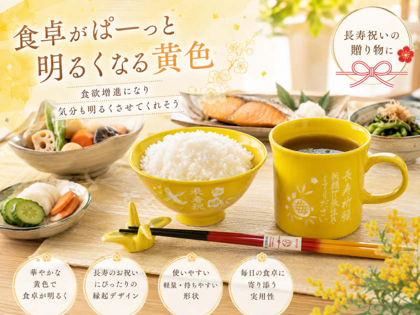 退職 異動 名入れ ギフト SXX 波佐見焼 縁起カラー食器セット 黄色