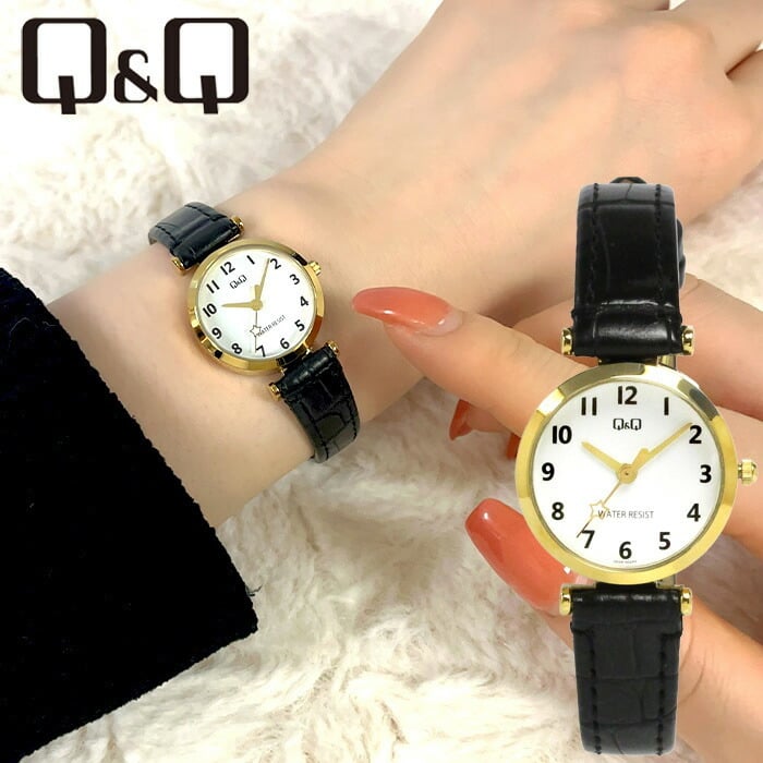 重厚クラシカル×ラグジュアリー仕様⌚️オープンハート腕時計／レザーベルト／男女兼用 シチズン Q&Q 腕時計 レディース 革ベルト レザー クラシック ウォッチ