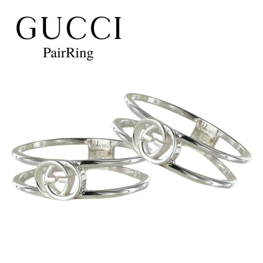 GUCCIユニセックスリング10号 GUCCI グッチ ペアリング カップルリング 2点セット シルバー925
