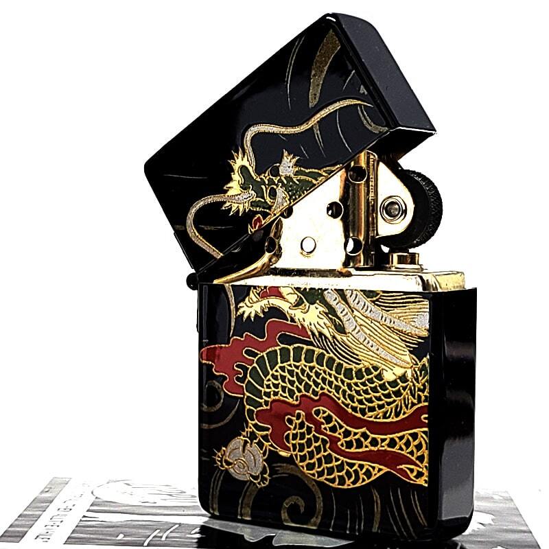 ZIPPO ライター 和柄 1935 復刻レプリカ ジッポ 龍 かっこいい 蒔絵 角
