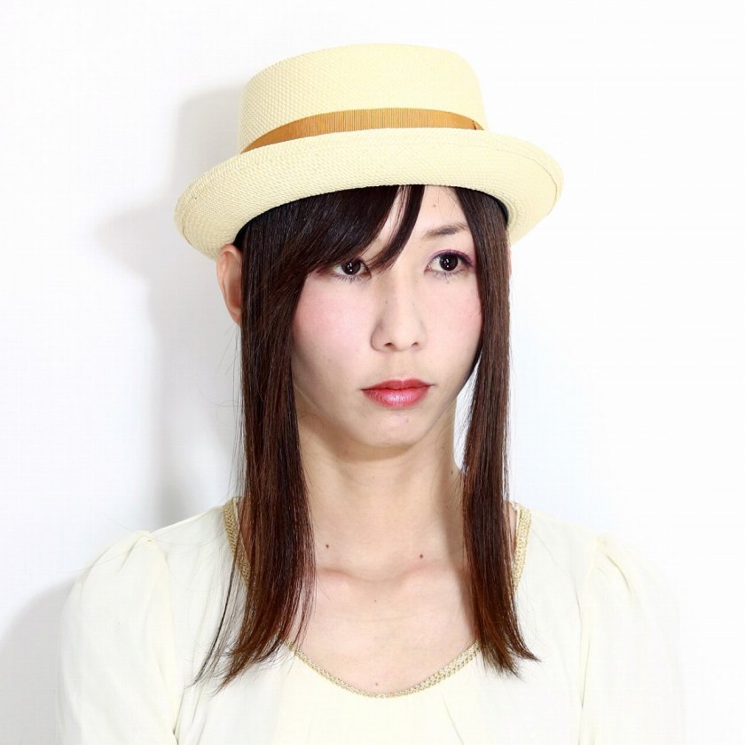パナマハット ハット レディース 春夏 リボン ポークパイ 麦わら帽子