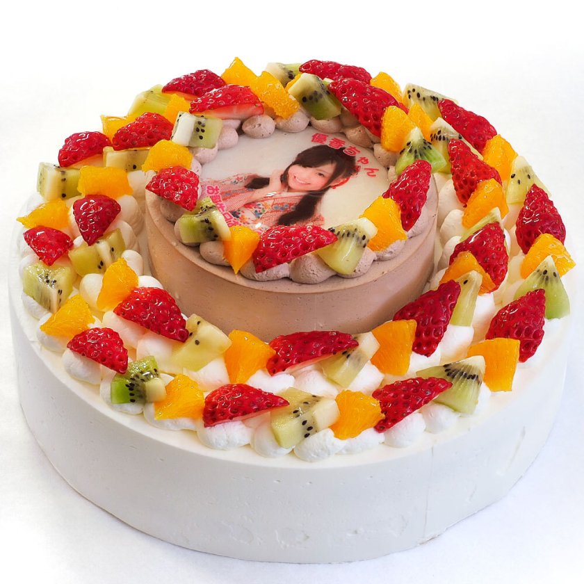 写真ケーキ ダブルタワーケーキ 8号＋4号 バースデーケーキ 誕生日