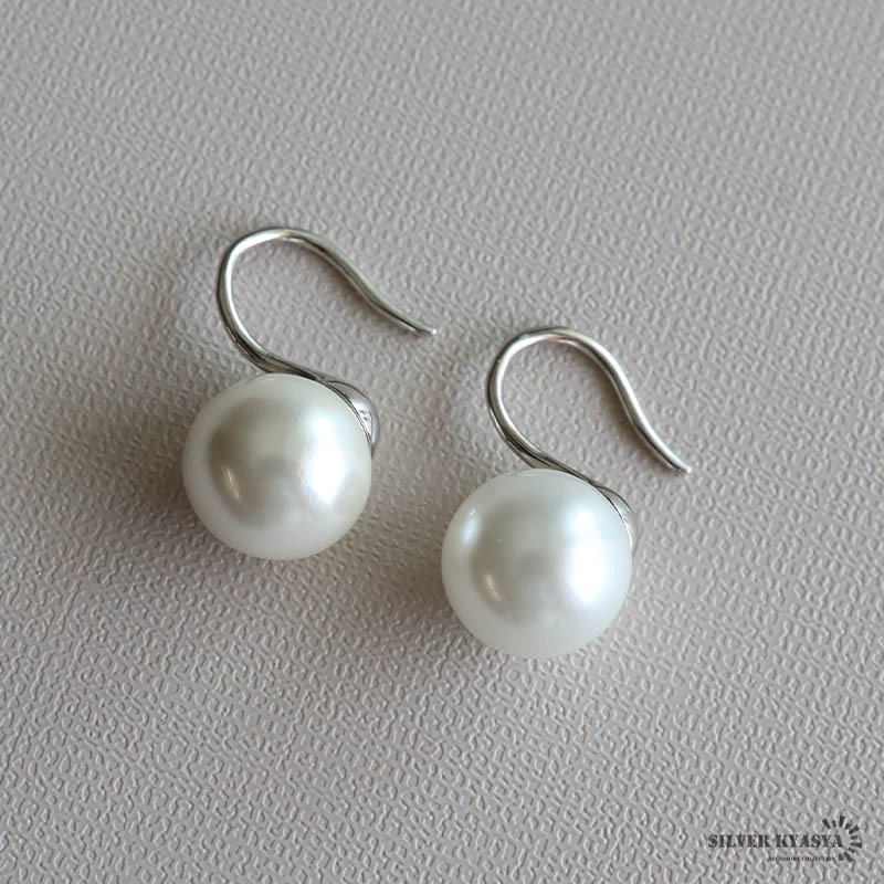 パールピアス パール 真珠ピアス 一粒 シルバー925 キャッチレス 両耳 