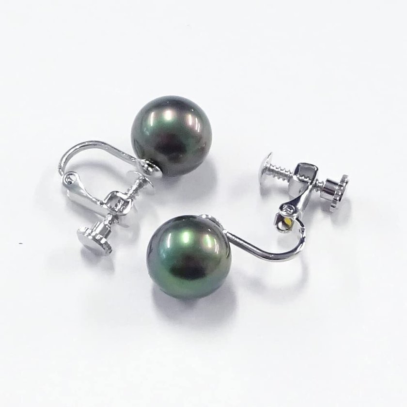 黒蝶貝パール イヤリングorピアス ピーコックグリーンカラー 