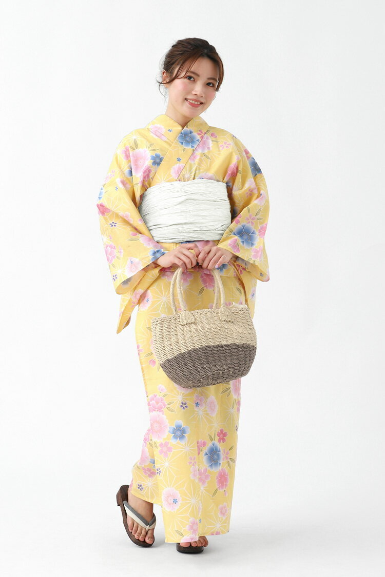 二部式浴衣 3点 セット 帯 下駄 花柄 簡単 二部式 セパレート 【 浴衣