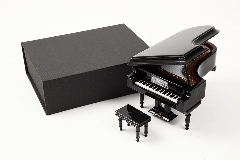 名入れ対応可】ミニチュア楽器 グランドピアノ黒 18cm ケース付き