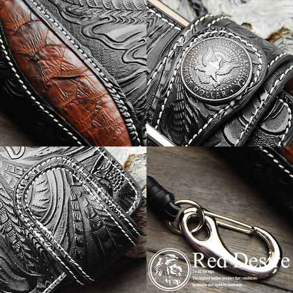 長財布 メンズ Red Desire パイソン×カウハイド バイカーズ ライダーズ