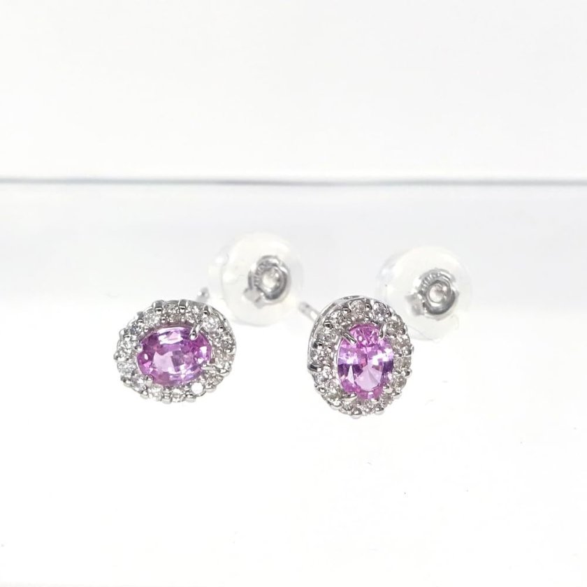 プラチナ ピンクサファイアピアス 0.4カラット豪華ダイヤモンド0.14ct 