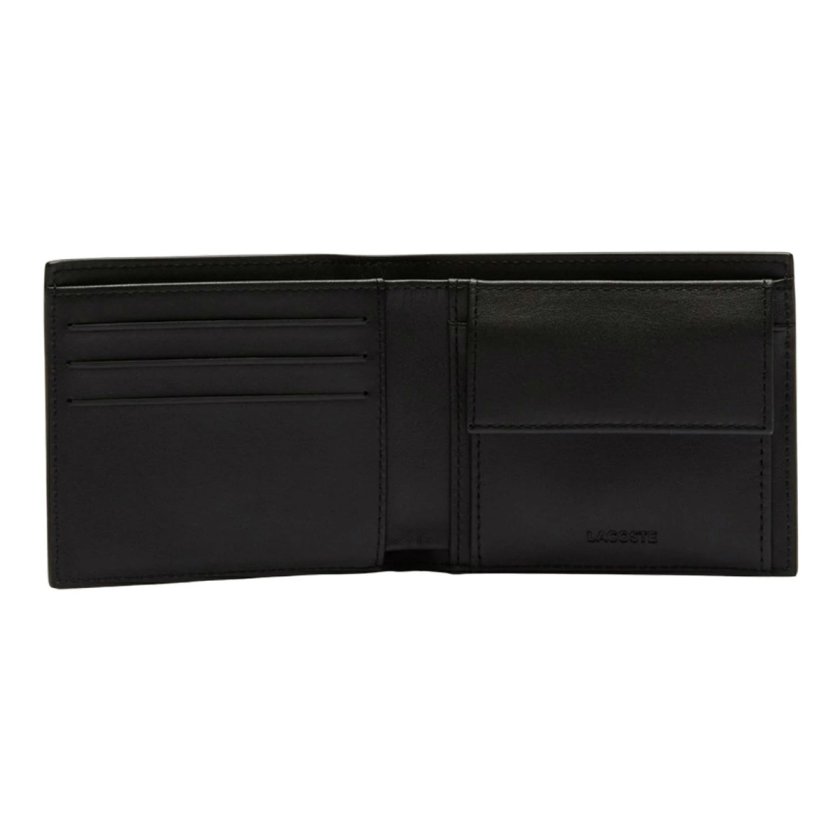 新品・未使用　Lacoste ラコステ　ブラック 二つ折り財布　即購入可能！ ラコステ LACOSTE 財布 二つ折り財布 折りたたみ財布 小銭入れ付き