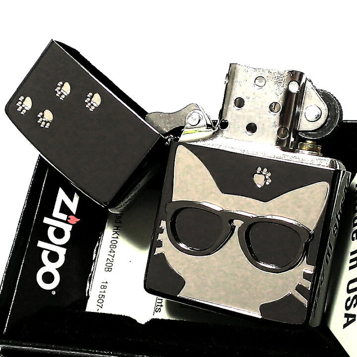 ZIPPO ねこ ライター サングラス 足跡 ジッポ 猫 かわいい ユニーク 