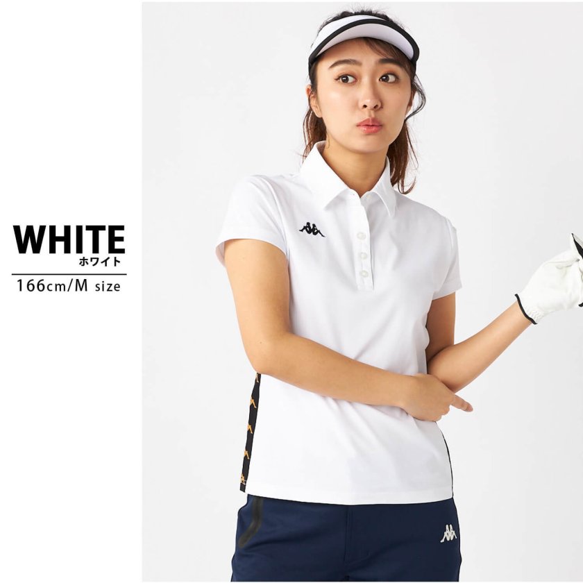 フリルポロシャツ 半袖 ホワイト ブルー dress camp ×Kappa golfフリル 