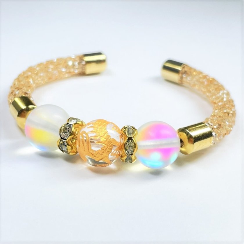 高級ルチル】 ［きらきらがかわいい♪］金彫皇帝龍本水晶 フロスト