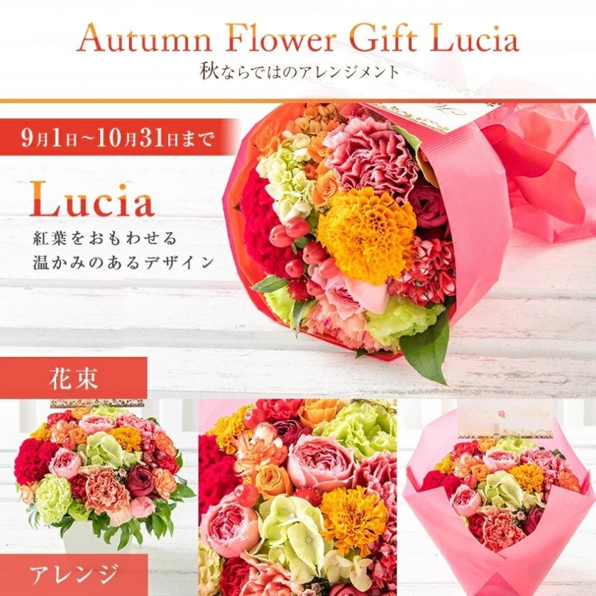 Lucia フラワーアレンジメント 花束 季節商品 】 花 ギフト 誕生日 秋