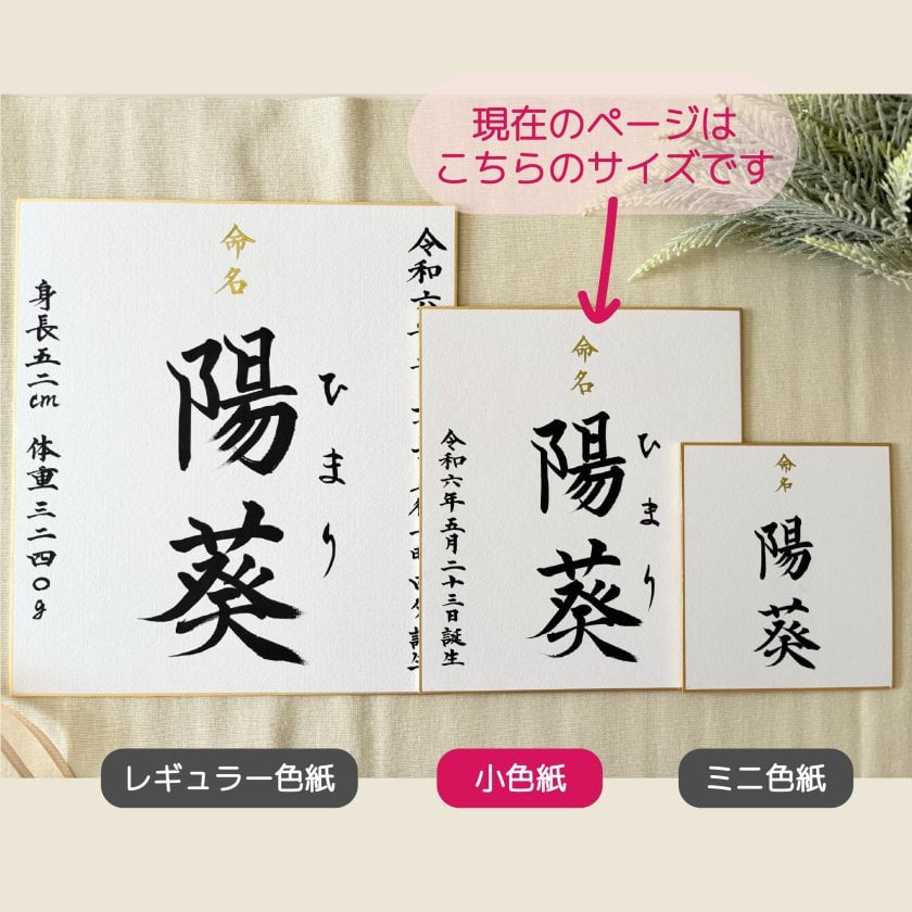 小色紙命名書】送料無料 内容が選べる書道家の手書き毛筆命名書 お七夜