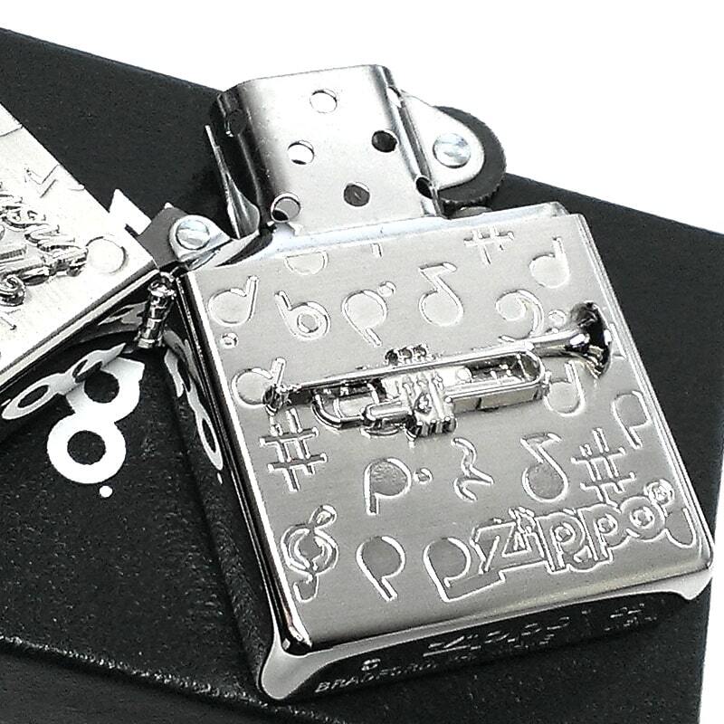 ZIPPO ライター 楽器 トランペット ジッポ かわいい シルバー 両面加工