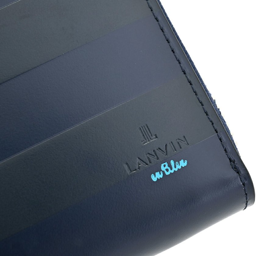 ランバンオンブルー 財布 長財布 ラウンドファスナー 紺(ネイビー