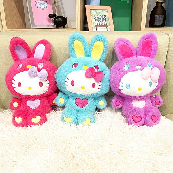 ハローキティ　カラフルバニー　根付け 3点セット サンリオ ハローキティ ぬいぐるみ カラフルバニー S ミント