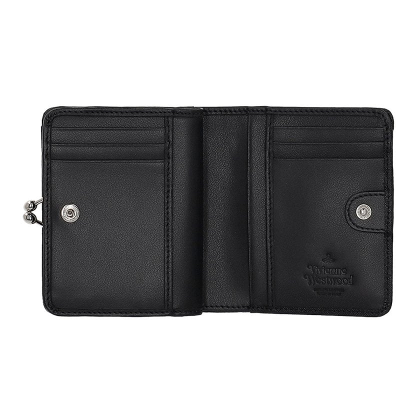 Vivienne Westwood 折財布 黒 型押し シンプル 銀 マット ヴィヴィアンウエストウッド Vivienne Westwood 財布 二つ折り財布