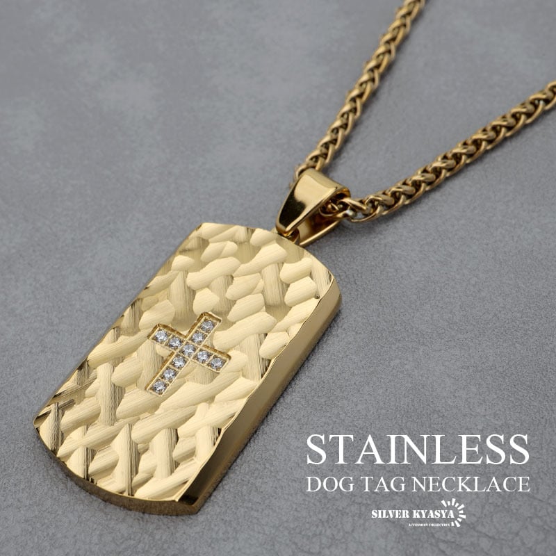 ステンレス 無骨 存在感 シンプル メンズネックレス プレート ゴールド