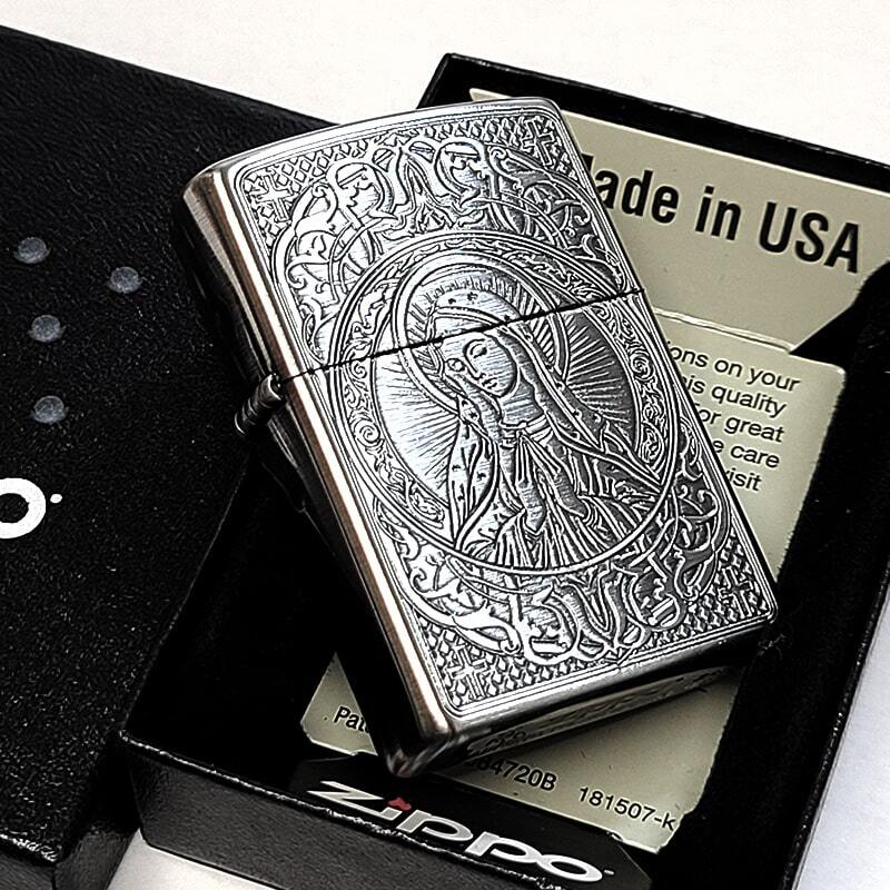 ZIPPO ライター マリア ジッポ 彫刻 御守り ニッケル古美仕上げ