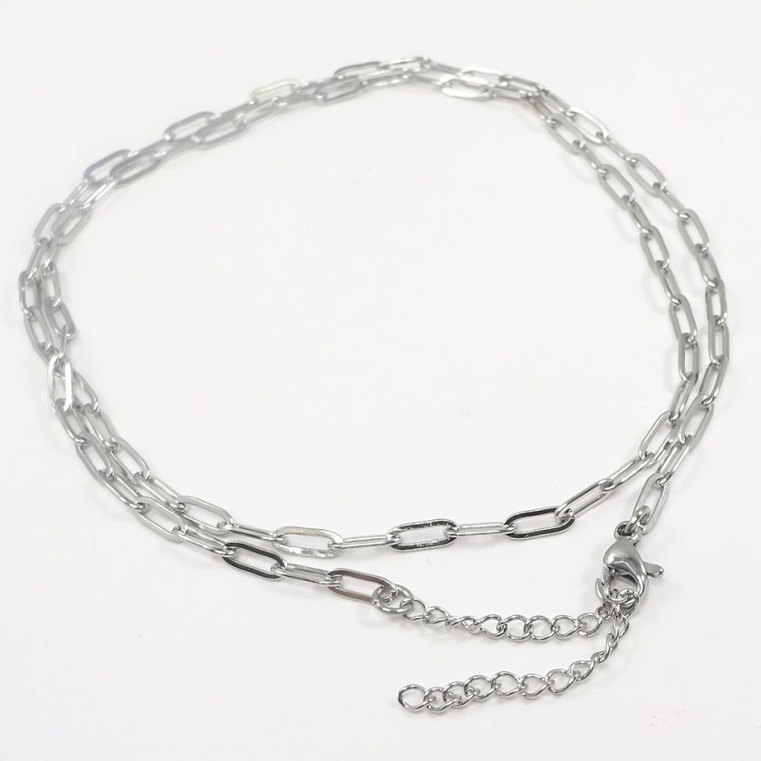 ペーパークリップチェーンネックレス　シルバー925 50センチ　ヴィンテージ ネックレス ペーパークリップチェーン ステンレスシルバーゴージャス